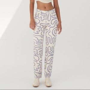 NWT ZARA Printed Straight Leg Jeans